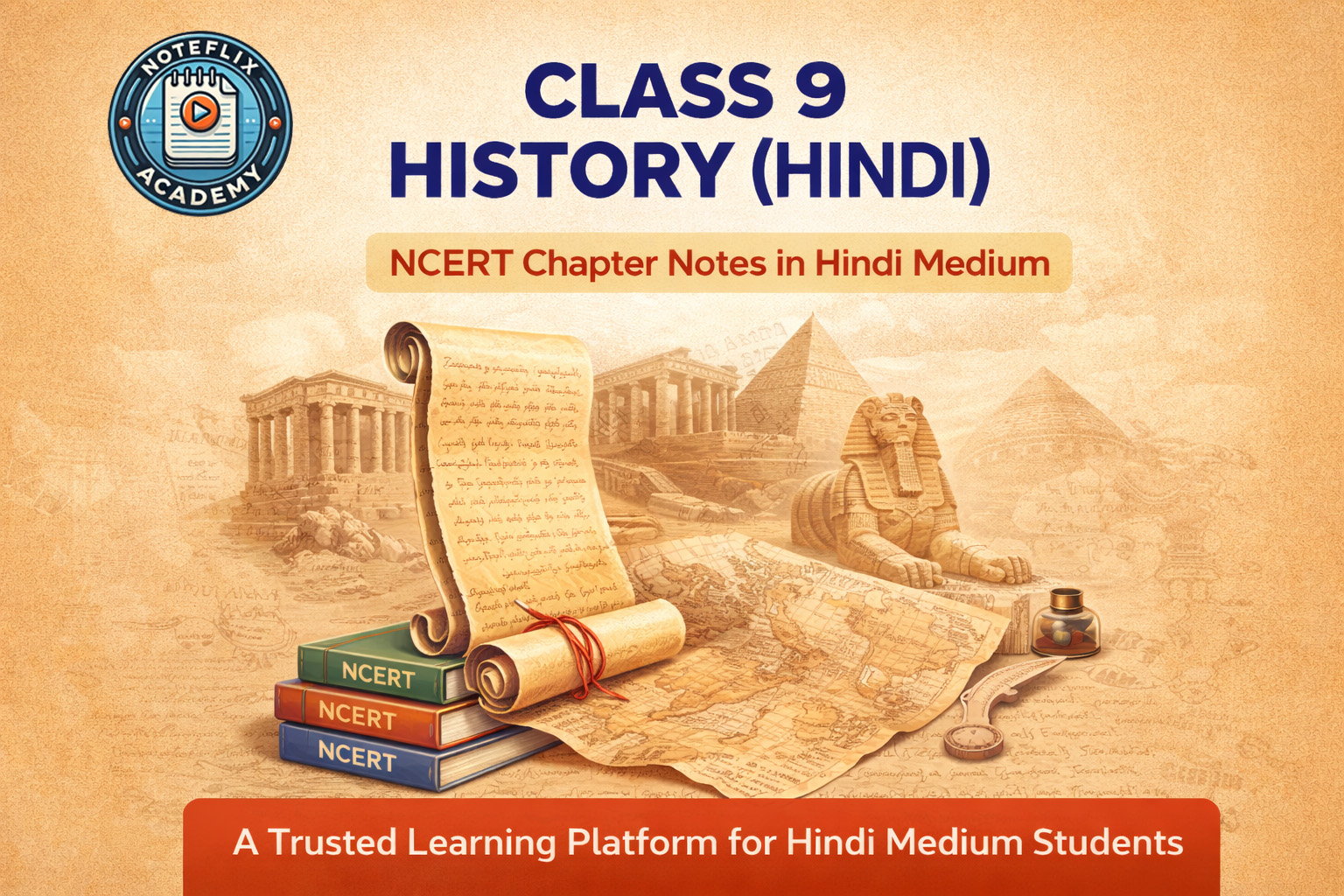 Class 9 History notes in Hindi medium based on NCERT syllabus by Noteflix Academy